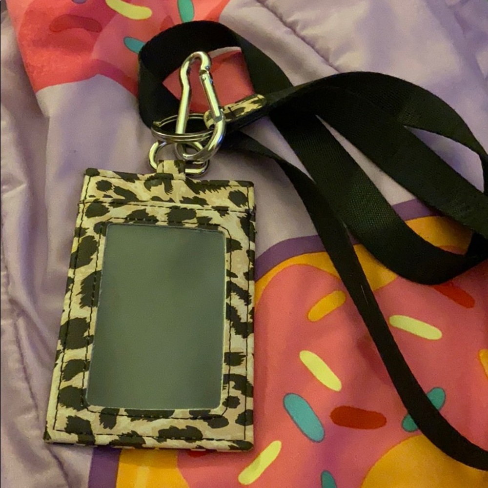 cheetah lanyard ID holder